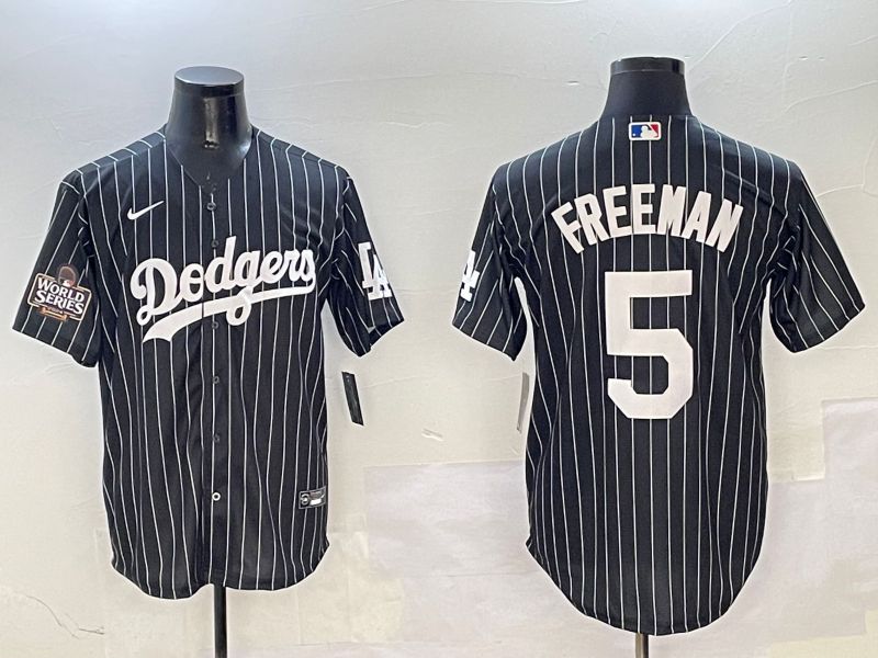 Men Los Angeles Dodgers #5 Freeman Black Stripe Jointly Name 2025 Nike MLB Jersey style 2->los angeles dodgers->MLB Jersey